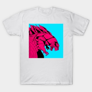 pink mecha godzilla ecopop art in cyborg kaiju T-Shirt